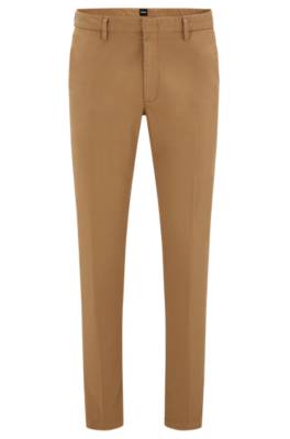 Hugo Boss Slim-fit Chinos In Stretch-cotton Gabardine In Brown