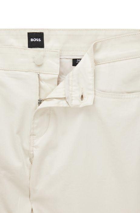for Men BOSS by HUGO BOSS Slim-fit Jeans In Stretch-cotton Satin Denim in Light Beige Natural Mens Jeans BOSS by HUGO BOSS Jeans 