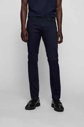 BOSS by HUGO BOSS Slim-fit Jeans Van Satijnachtig Denim Van Stretchkatoen in het Blauw voor heren Heren Kleding voor voor Jeans voor Slim jeans 