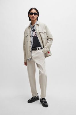 HUGO - Oversized-fit overshirt in cotton gabardine