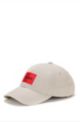 Cotton-twill cap with red logo label, Light Beige