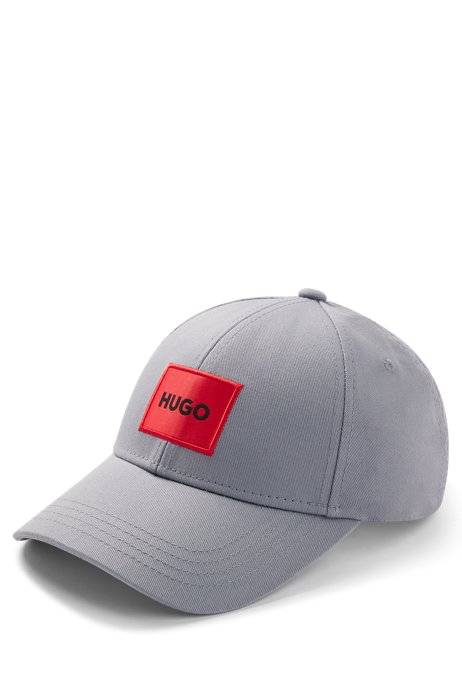 Cotton-twill cap with red logo label, Light Blue
