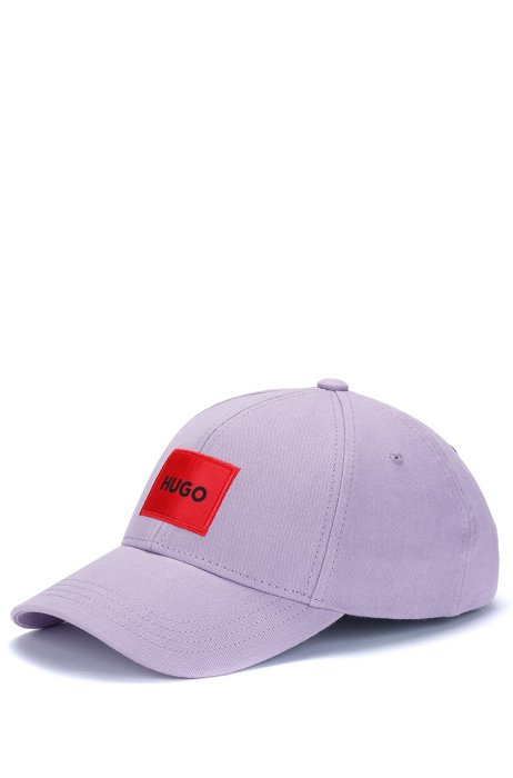 Gorra en sarga de algodón con etiqueta de logo roja, Luz púrpura