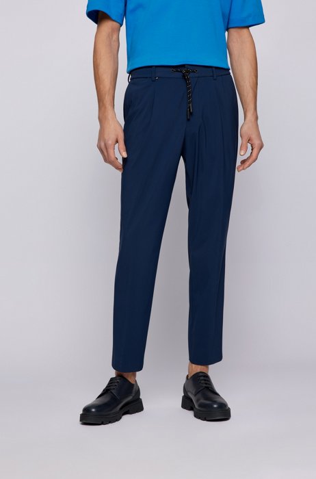 Relaxed-fit trousers in performance-stretch jersey, Dark Blue
