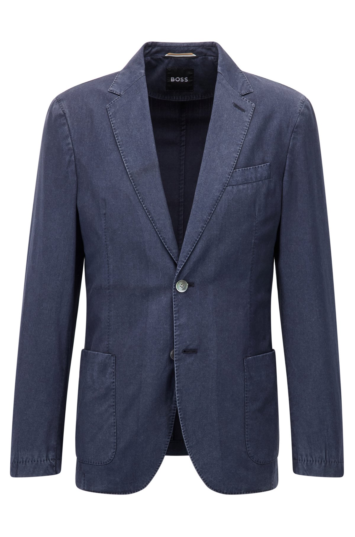 Slim-fit single-breasted jacket in virgin wool, Dark Blue