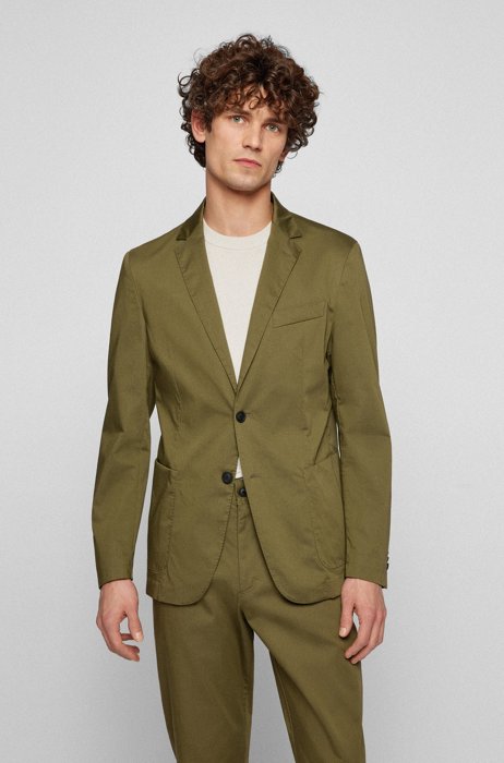 Slim-fit jacket in performance-stretch fabric, Green