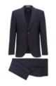 Regular-fit suit in checked virgin wool, Dark Blue