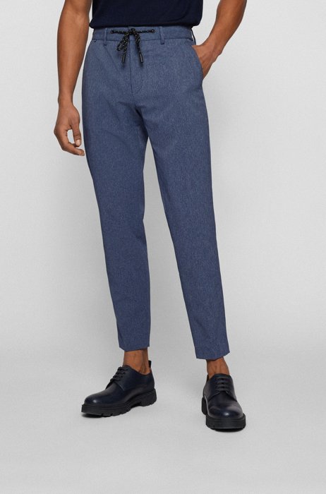 Packable slim-fit trousers in performance-stretch mesh, Blue