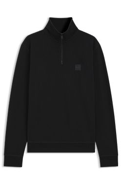 Cotton-terry sweatshirt with zip collar