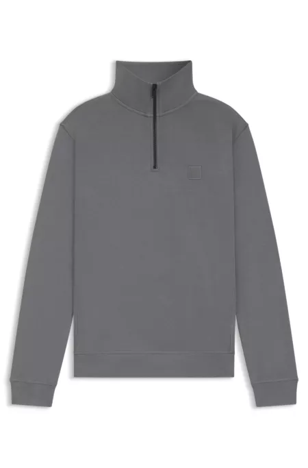 Cotton-terry sweatshirt with zip collar