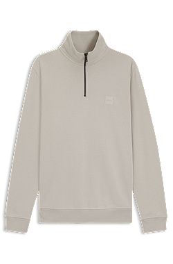 Cotton-terry sweatshirt with zip collar