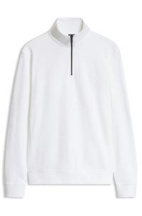 Cotton-terry sweatshirt with zip collar, White