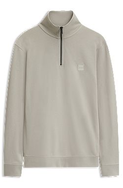Cotton-terry sweatshirt with zip collar