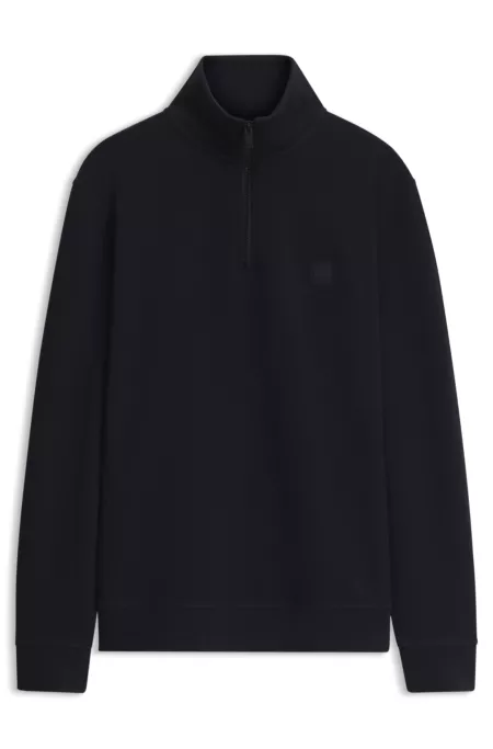 Cotton-terry sweatshirt with zip collar