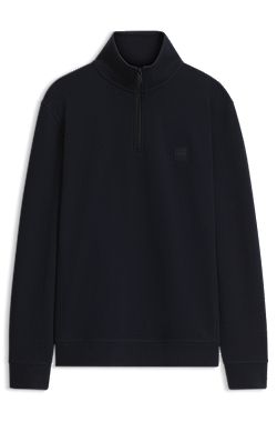 Cotton-terry sweatshirt with zip collar