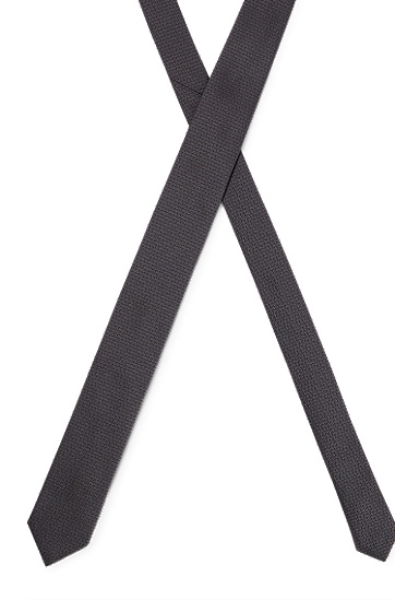 HUGO 雨果微型层叠徽标真丝提花领带,  001_Black