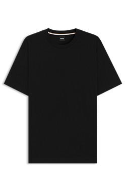 Cotton-jersey regular-fit T-shirt with ribbed collar