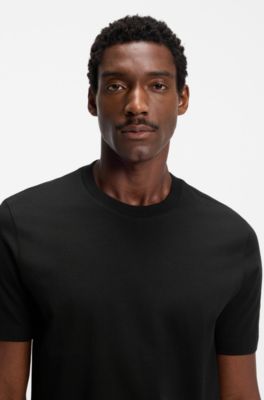 Regular-Fit T-Shirt aus Baumwoll-Jersey, Schwarz