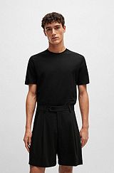 Cotton-jersey regular-fit T-shirt with ribbed collar, Black
