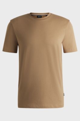 Regular-fit T-shirt in cotton jersey, Beige