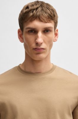 코튼 저지 레귤러 핏 티셔츠, 베이지