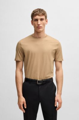 Regular fit T-shirt i bomuldsjersey, Beige