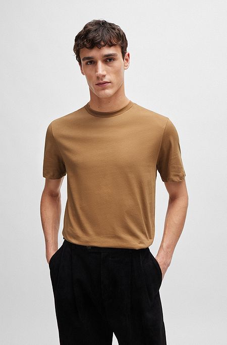 Cotton-jersey T-shirt in a regular fit, Beige