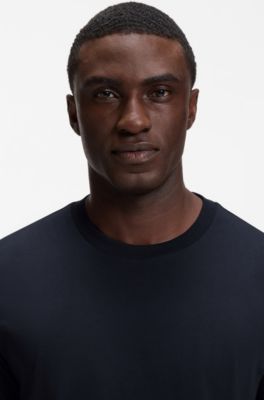 Regular-fit T-shirt in cotton jersey, Dark Blue