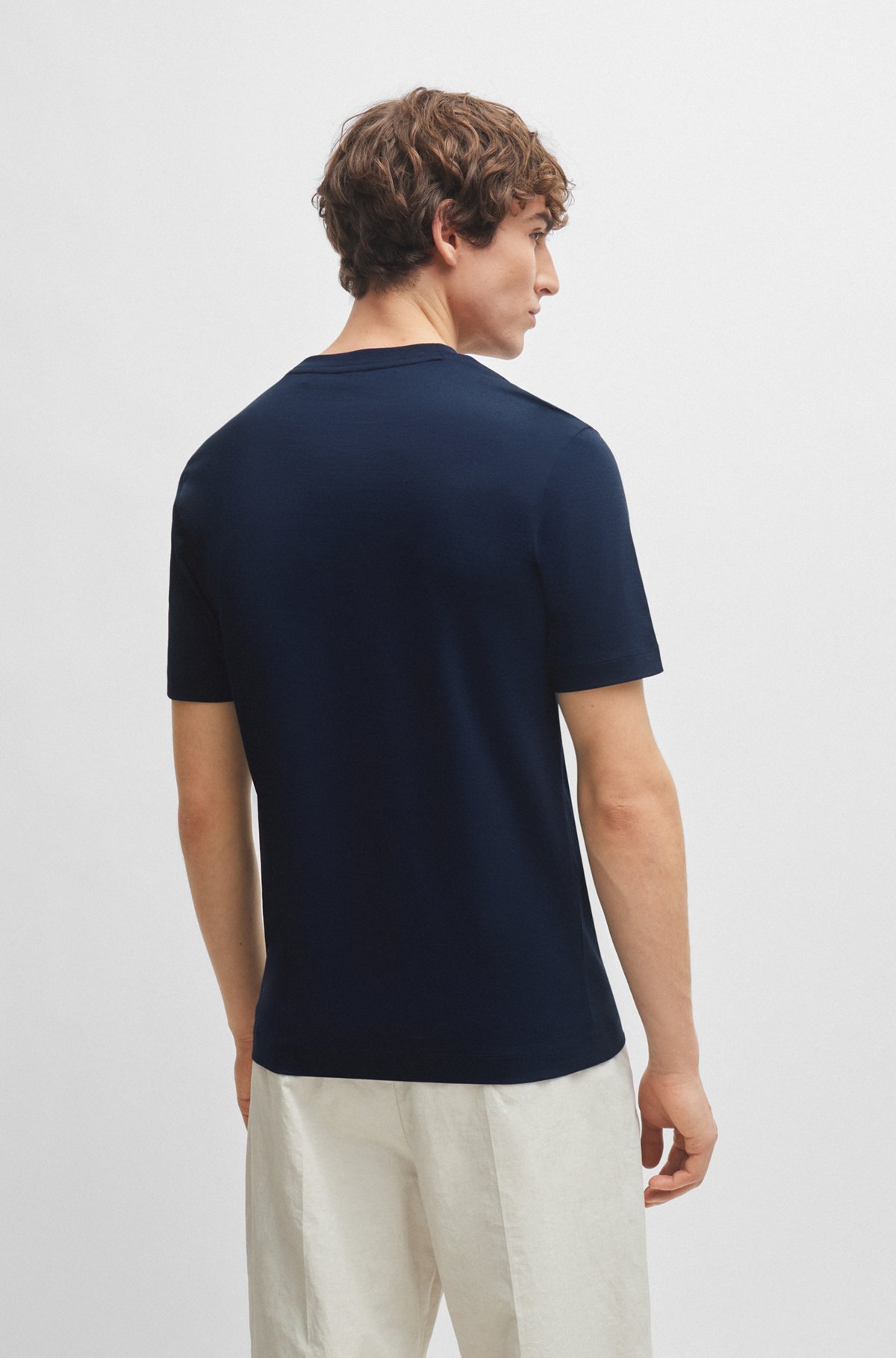 T-shirt regular fit in jersey di cotone, Blu scuro