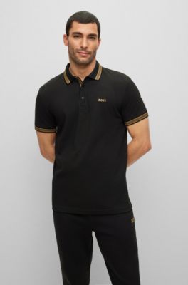 hugo boss polo black and gold