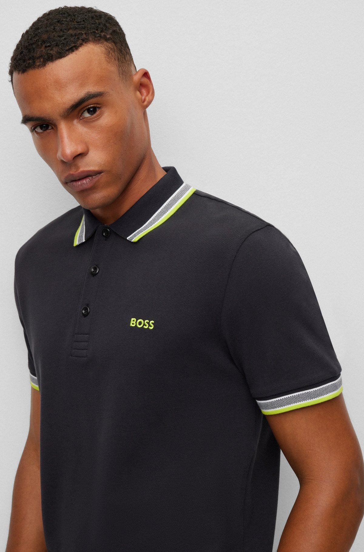 Organic-cotton polo shirt with logo, Dark Grey