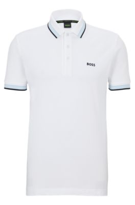 BOSS - Organic-cotton polo shirt with curved logo