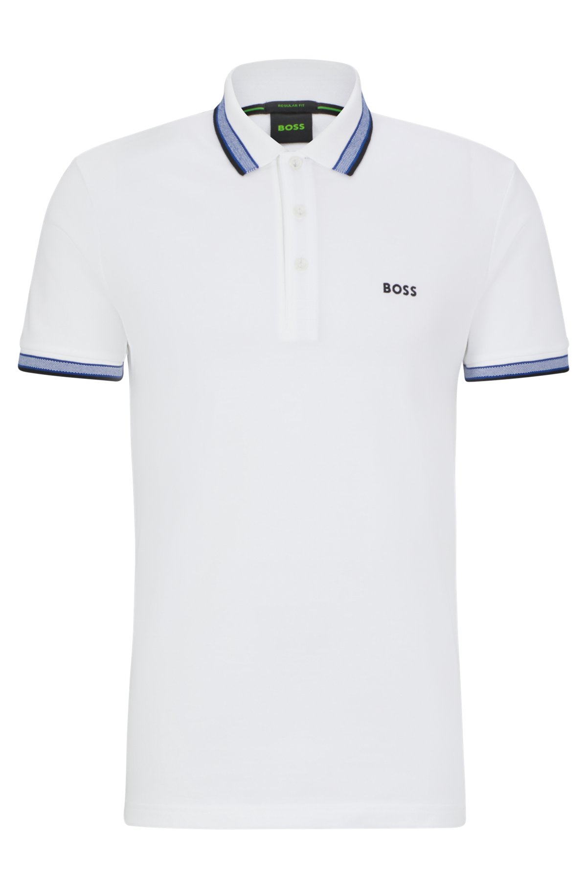 Organic-cotton polo shirt with logo, White