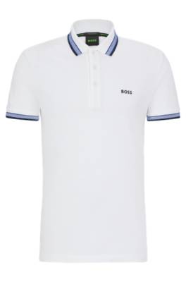 Hugo Boss Organic-cotton Polo Shirt With Logo In White