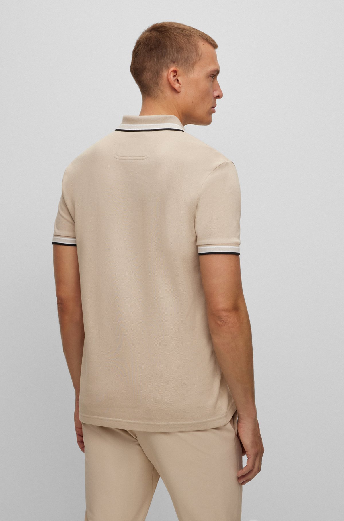 Poloshirt aus Bio-Baumwolle mit Logo, Beige