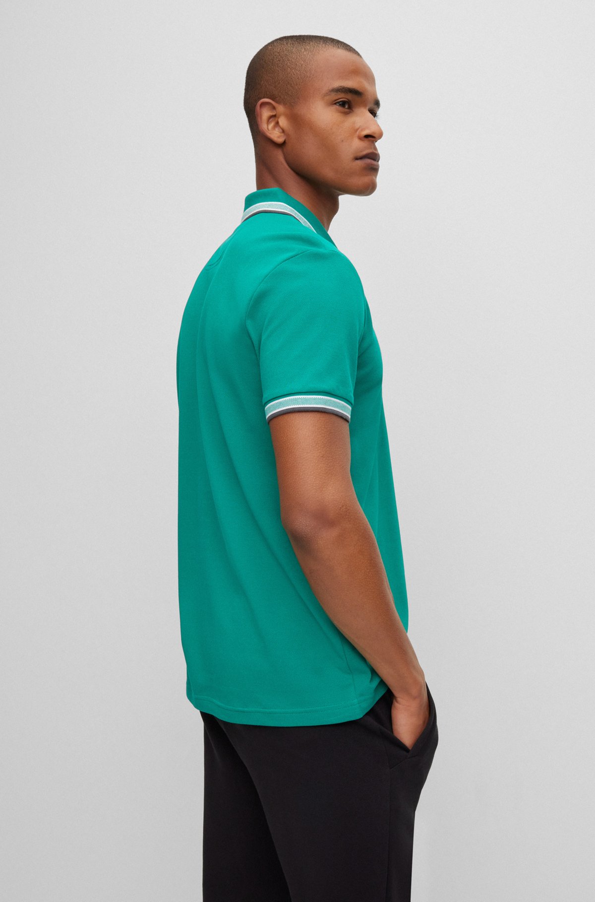 Polo en coton biologique avec logo, Turquoise