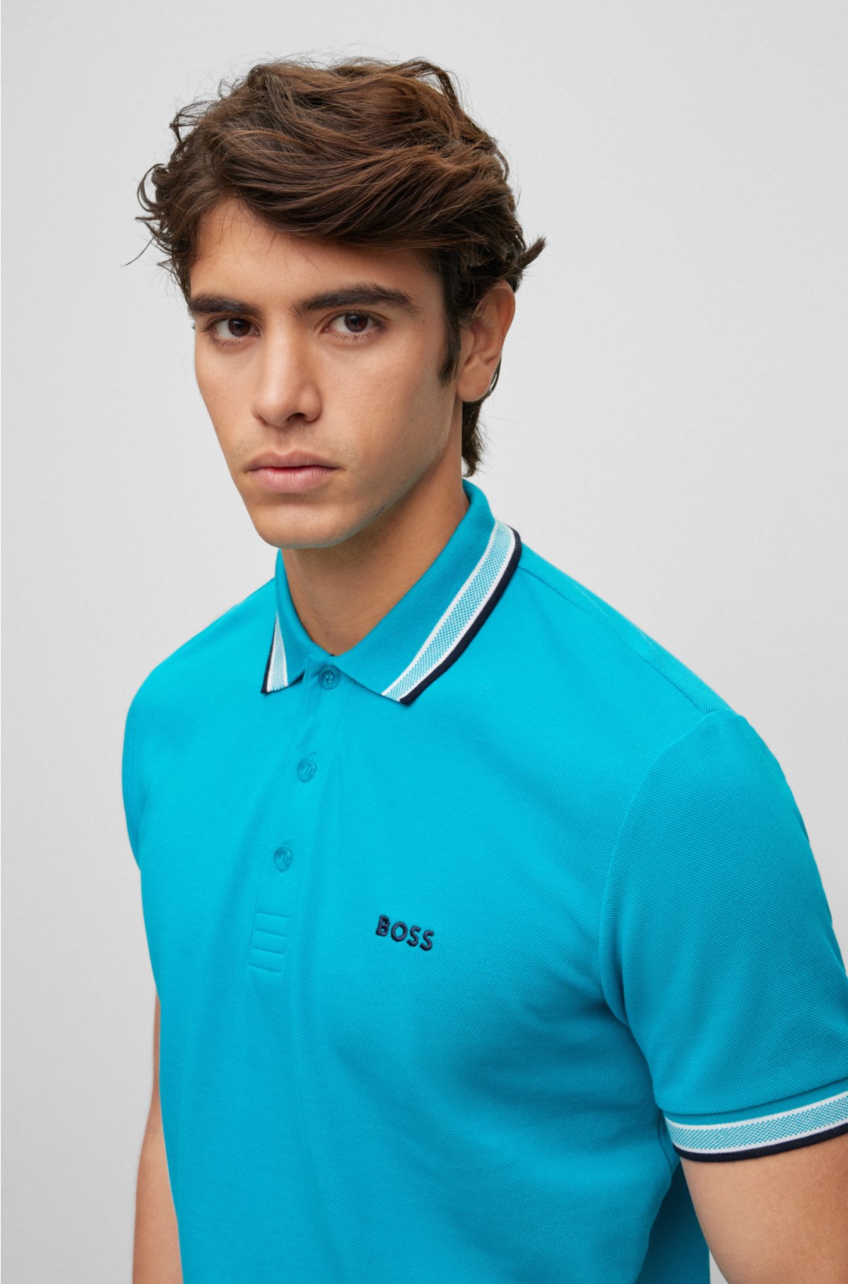 BOSS Organic-cotton polo shirt with logo