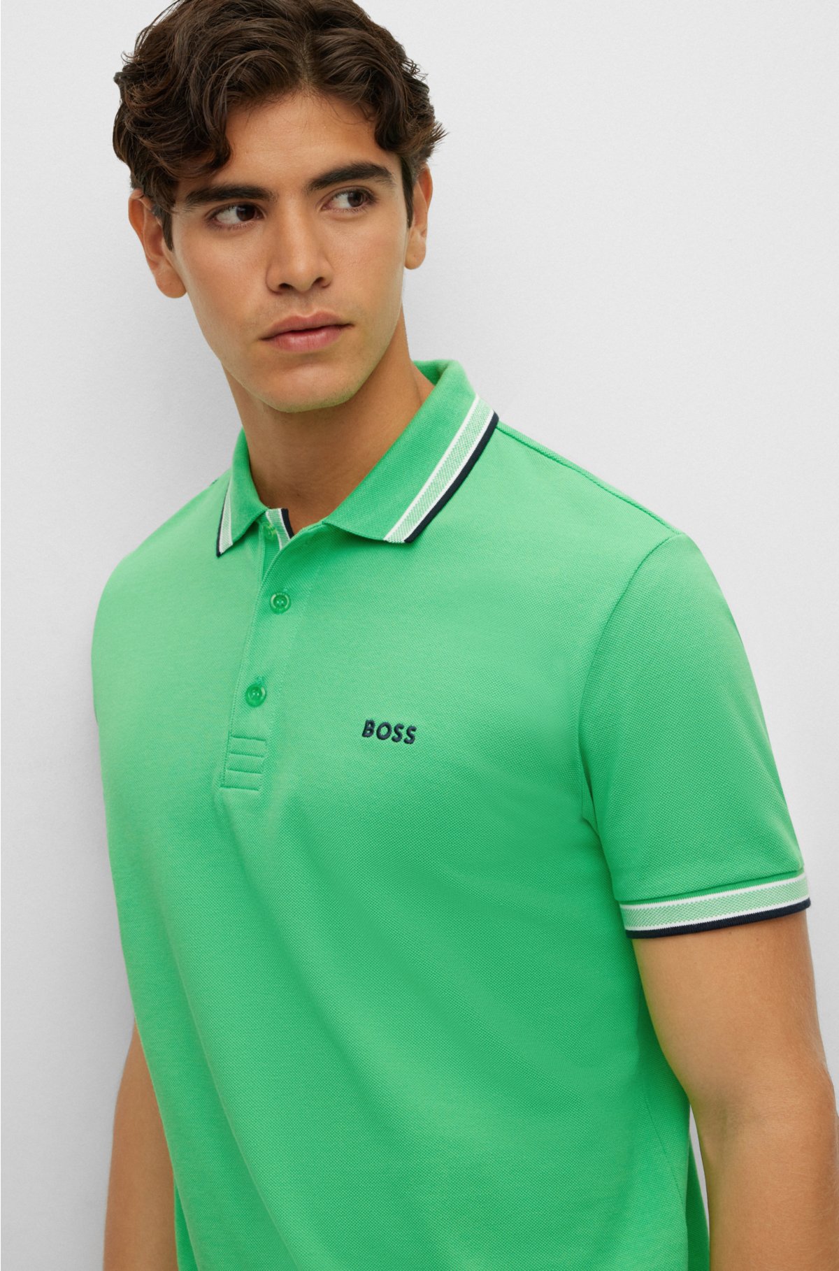 BOSS Organic-cotton Polo Shirt With Contrast Logo Details | atelier ...