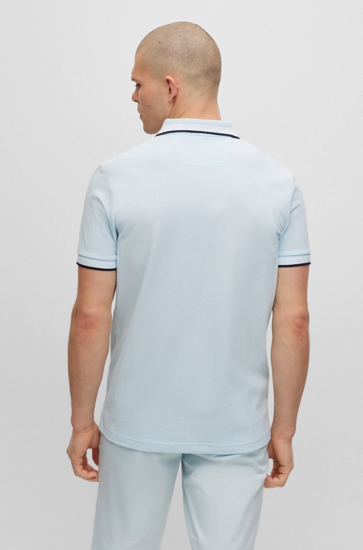 Poloshirt aus Bio-Baumwolle mit Logo, Hellblau