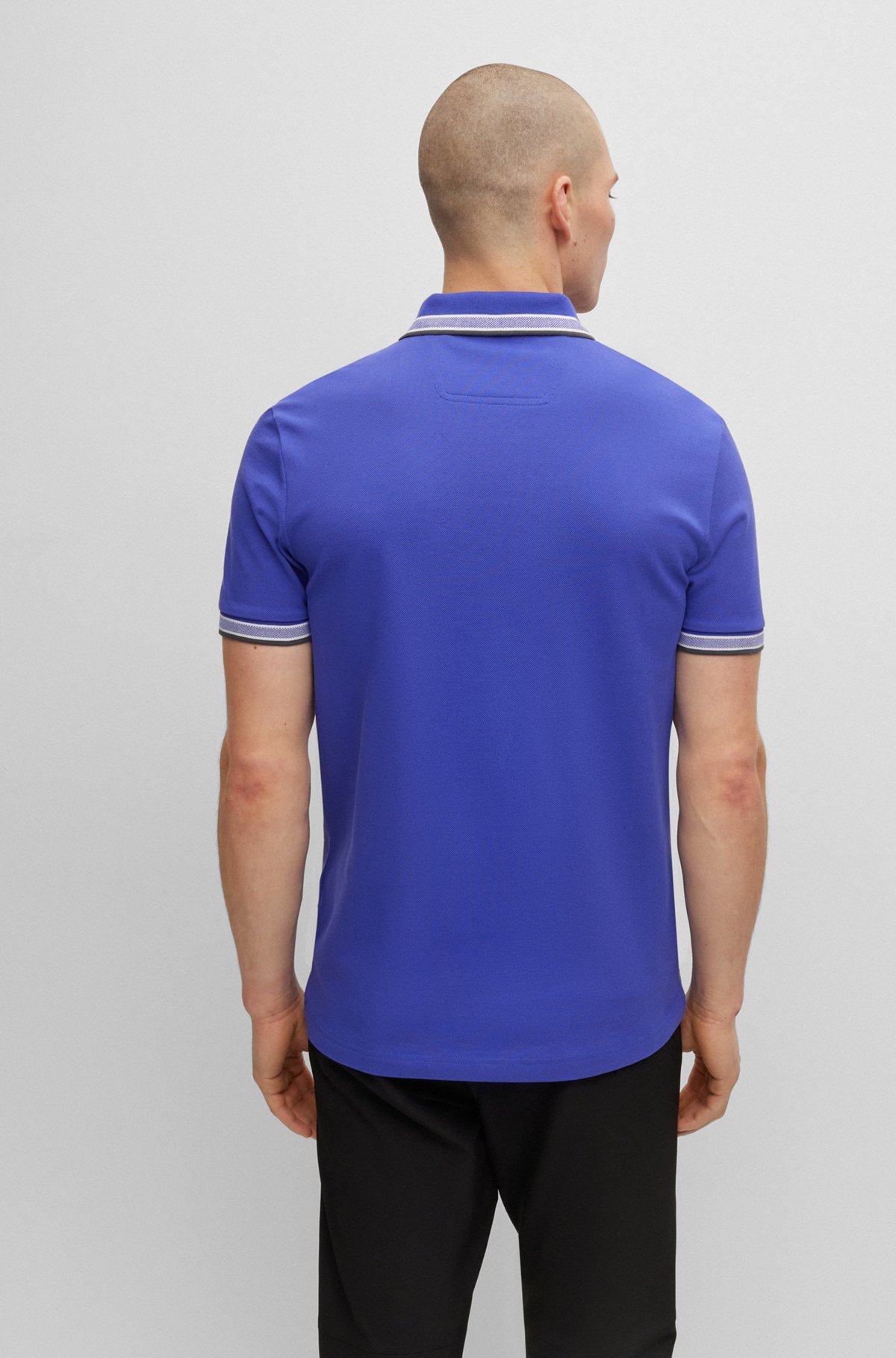 Organic-cotton polo shirt with logo, Dark Purple