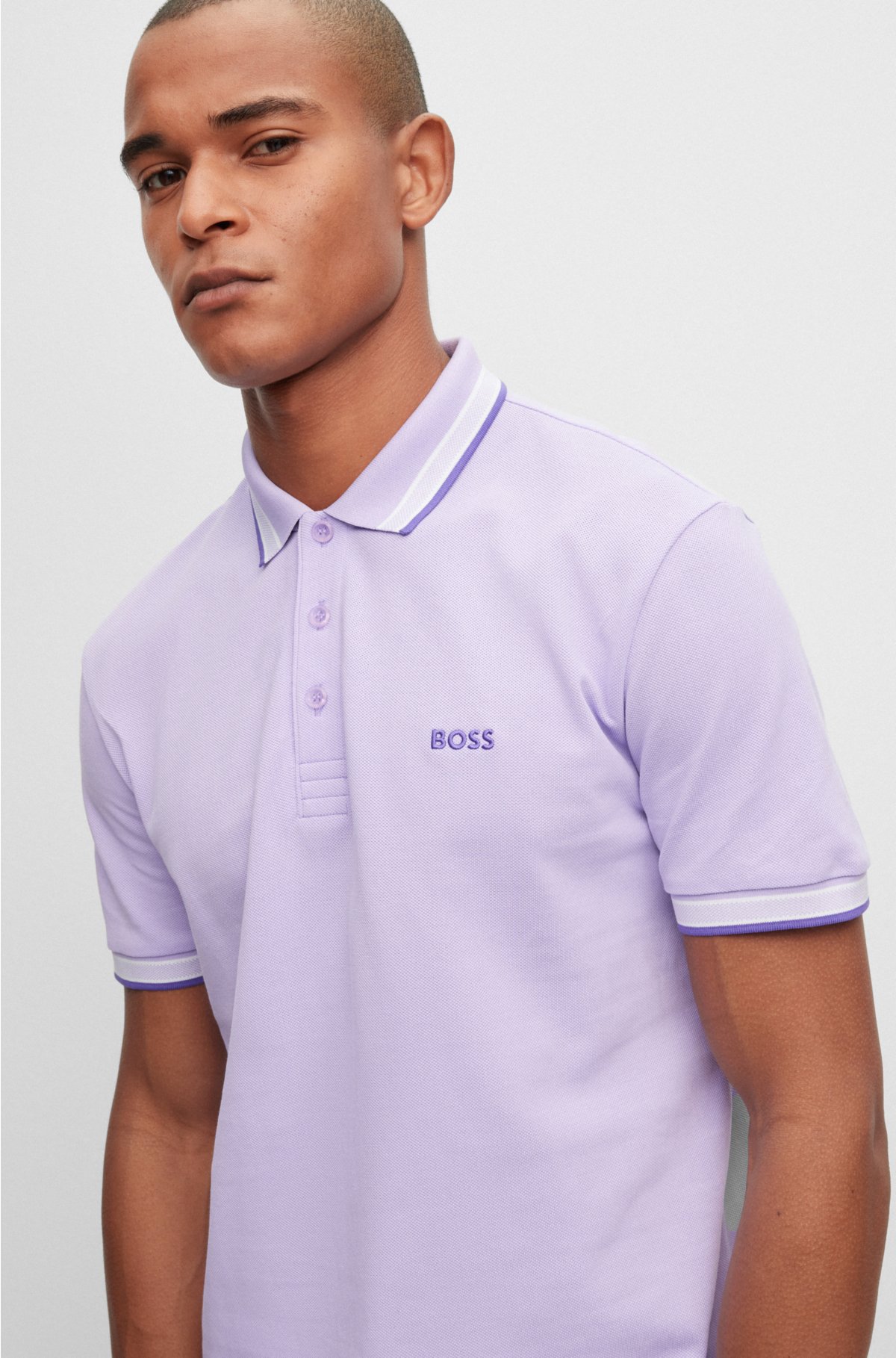 BOSS Organic-cotton polo shirt with logo