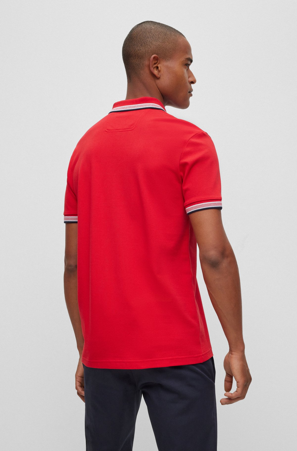 Organic-cotton polo shirt with logo, Red