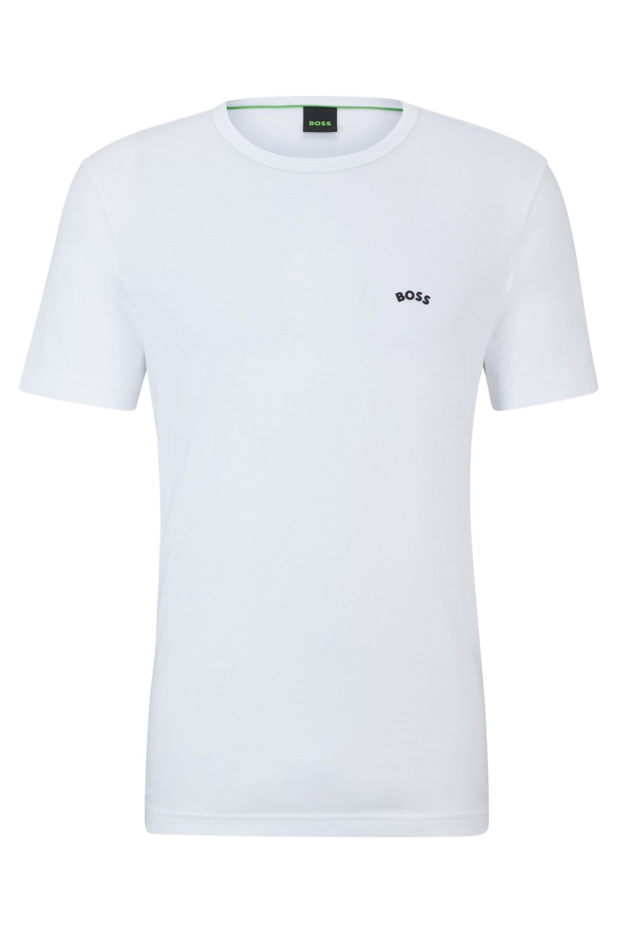 Cotton-jersey T-shirt with curved logo, White