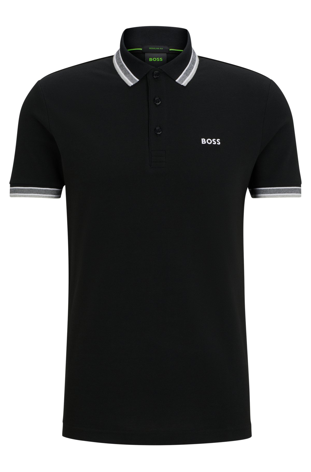 Cotton polo shirt with contrast logo details, Black