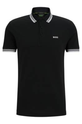 Hugo Boss Organic-cotton Polo Shirt With Contrast Logo Details