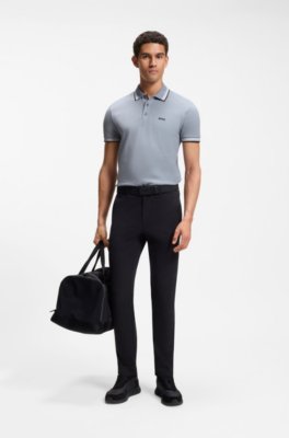 Boss Cotton piqué polo shirt with logo details pikéer herr – bild 2