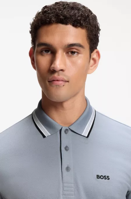 Contrast-tipped polo shirt in cotton piqué