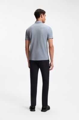 Polo in piqu&eacute; di cotone con dettagli logo, Grigio