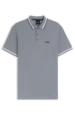 Contrast-tipped polo shirt in cotton piqué