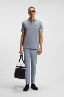 Paddy polo shirt in cotton piqu&eacute;, Grey